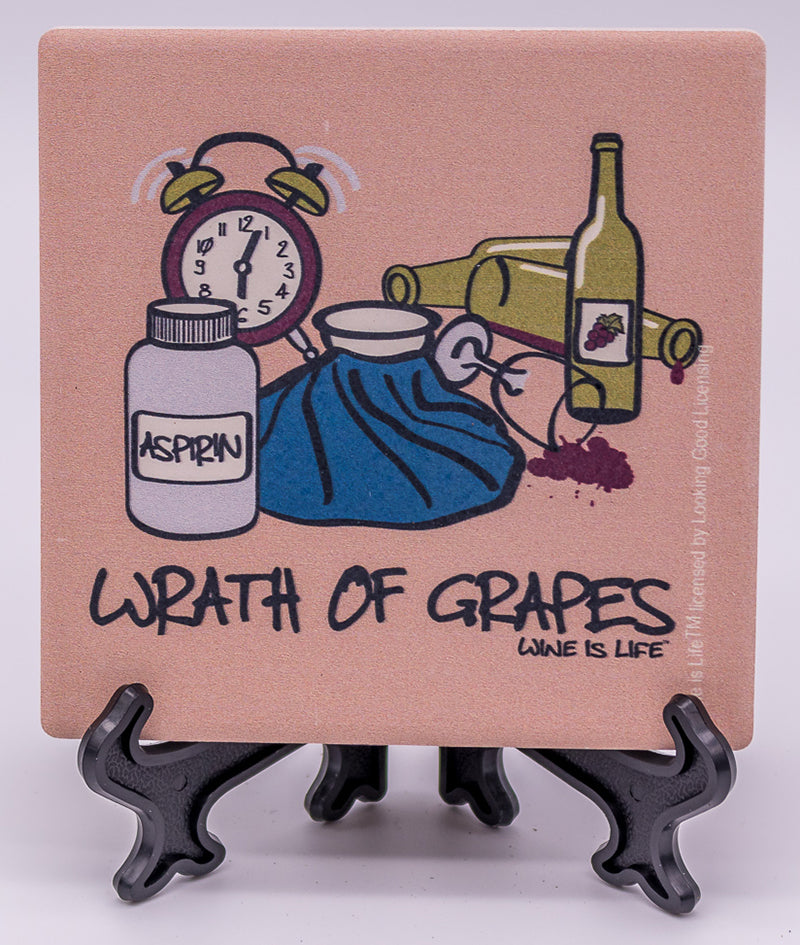 Wine Is Life Wrath Of Grapes Stone Drink Coaster