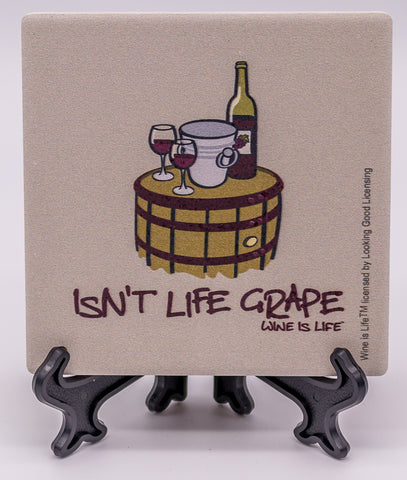 Wine Is Life Isn't Life Grape Stone Drink Coaster
