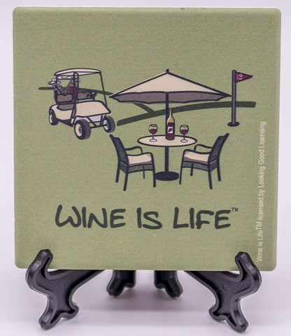Wine Is Life Golf Stone Drink Coaster