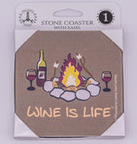 Wine Is Life Camping Stone Drink Coaster