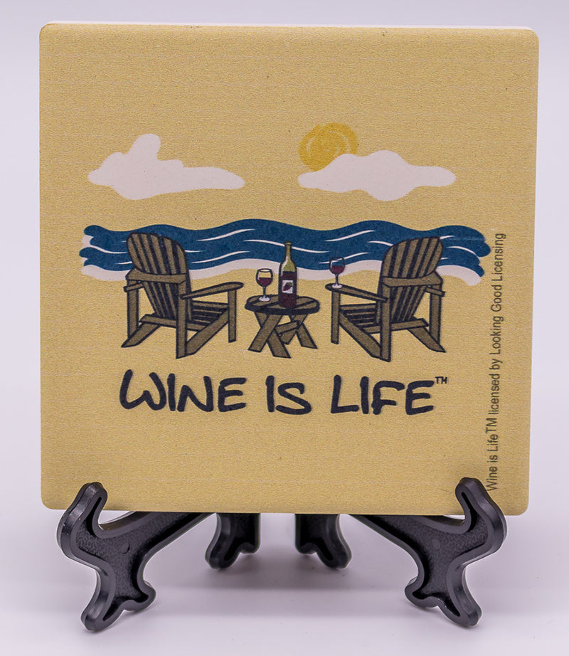 Wine Is Life Beach Stone Drink Coaster