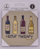 Wine Is Life Group Therapy Stone Drink Coaster