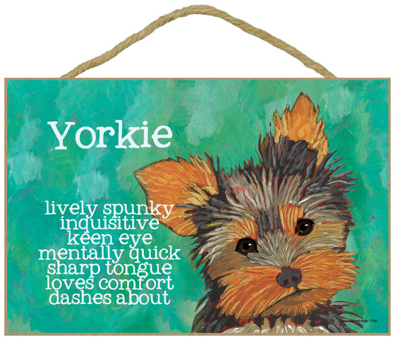 Yorkshire Terrier Yorkie Ursula Dodge Wood Dog Sign