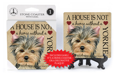 Yorkie Assorted A House Is Not A Home Stone Drink Coaster
