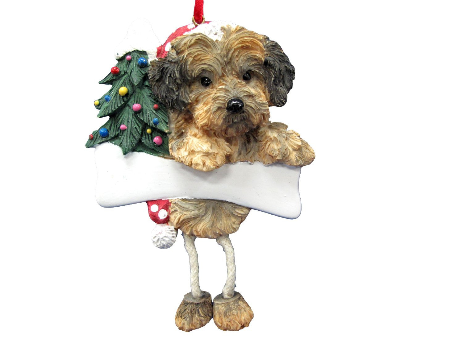 Dangling Leg Yorkipoo Dog Christmas Ornament