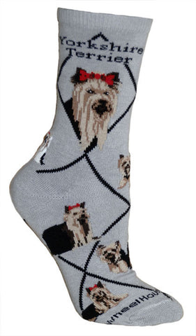 Yorkshire Terrier Yorkie Dog Breed Novelty Socks Gray
