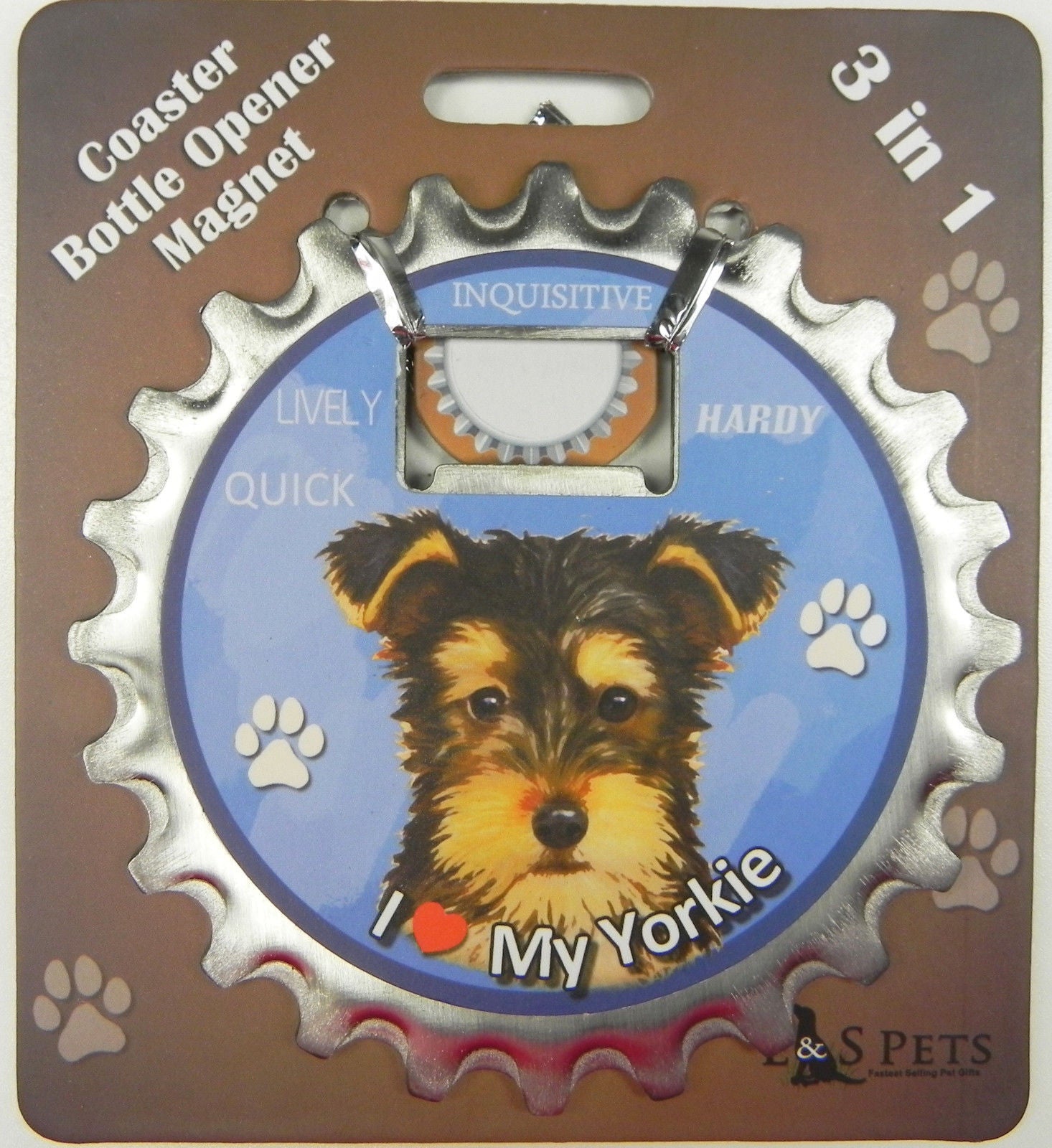 Yorkshire Terrier Yorkie Puppy Dog Bottle Ninja Stainless Steel Opener Magnet